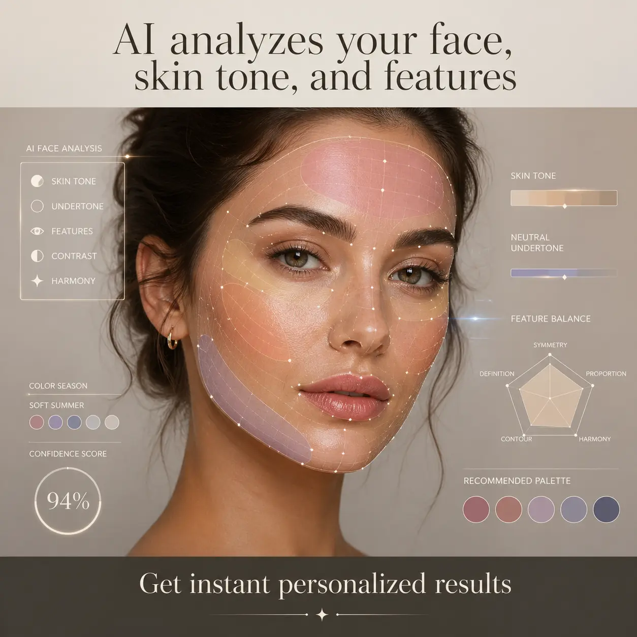 How AI color analysis checks undertone contrast and palette direction